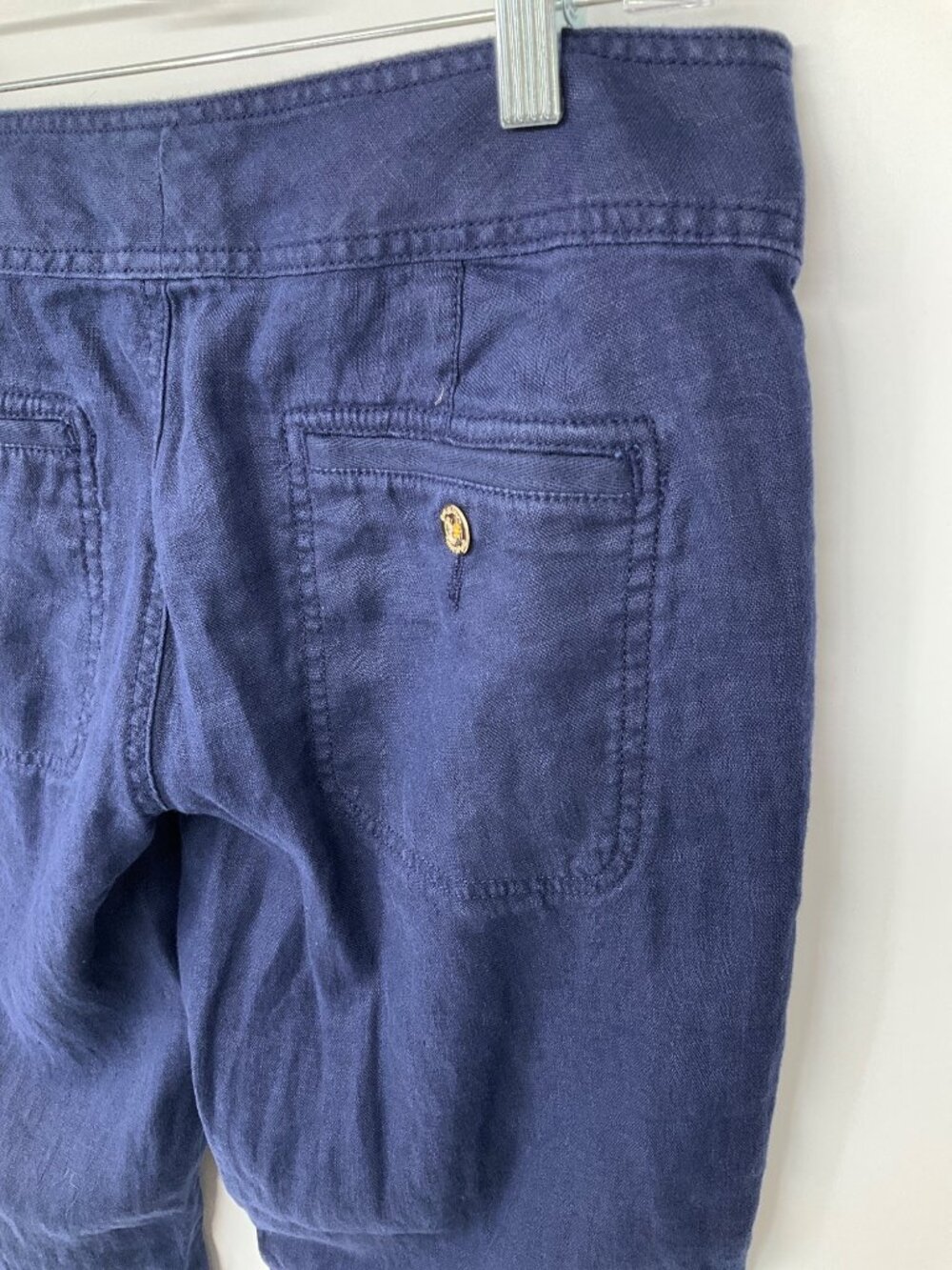 Lilly Pulitzer Galley Pants size 4 True Navy Blue 100%‎ Linen Women's - Picture 8 of 9